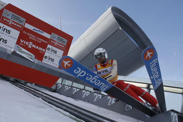26.01.2013, Klingenthal, Germany (GER): Jason Lamy-Chappuis (FRA), Salomon, Swix, OneWay - FIS world cup nordic combined, individual gundersen HS140/10km, Klingenthal (GER). www.nordicfocus.com. © Domanski/NordicFocus. Every downloaded picture is fee-lia NordicFocus