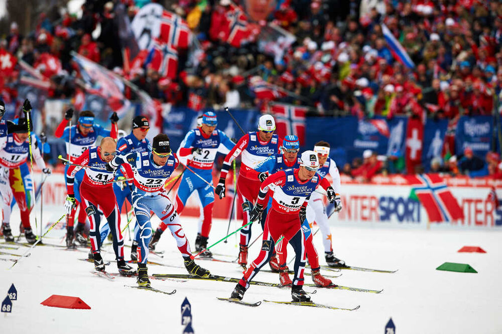 23.02.2013, Val di Fiemme, Italy (ITA): l-r: Tord Asle Gjerdalen (NOR), Jean Marc Gaillard (FRA), Petter Northug (NOR), Sjur Roethe (NOR)- FIS nordic world ski championships, cross-country, skiathlon men, Val di Fiemme (ITA). www.nordicfocus.com. © Fel NordicFocus 23.02.2013, Val di Fiemme, Italy (ITA): l-r: Tord Asle Gjerdalen (NOR), Jean Marc Gaillard (FRA), Petter Northug (NOR), Sjur Roethe (NOR)- FIS nordic world ski championships, cross-country, skiathlon men, Val di Fiemme (ITA). www.nordicfocus.com. © Fel