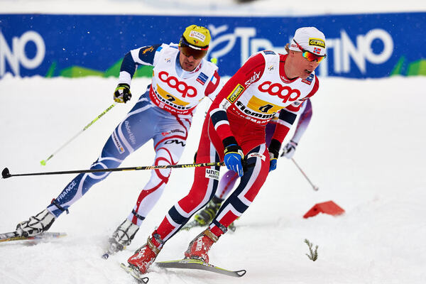 24.02.2013, Val di Fiemme, Italy (ITA): l-r: Sebastien Lacroix (FRA), Magnus Krog (NOR)- FIS nordic world ski championships, nordic combined, team HS106/4x5km, Val di Fiemme (ITA). www.nordicfocus.com. © Felgenhauer/NordicFocus. Every downloaded picture NordicFocus