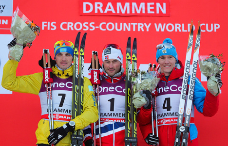 13.03.2013, Drammen, Norway (NOR): (l-r) Alexey Poltoranin (KAZ), Fischer, Swix, Rottefella, Petter Northug (NOR), Fischer, Swix, Alpina, Rottefella and Nikita Kriukov (RUS), Rossignol, Swix, Rottefella, Adidas- FIS world cup cross-country, individual sp NordicFocus 13.03.2013, Drammen, Norway (NOR): (l-r) Alexey Poltoranin (KAZ), Fischer, Swix, Rottefella, Petter Northug (NOR), Fischer, Swix, Alpina, Rottefella and Nikita Kriukov (RUS), Rossignol, Swix, Rottefella, Adidas- FIS world cup cross-country, individual sp
