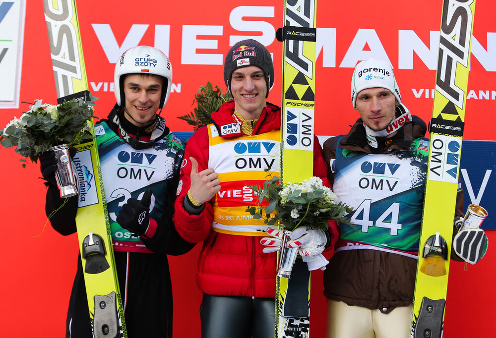 17.03.2013, Oslo, Norway (NOR): (l-r) Piotr Zyla (POL), Fischer, Gregor Schlierenzauer (AUT), Fischer and Robert Kranjec (SLO), Fischer- FIS world cup ski jumping, individual HS134, Oslo (NOR). www.nordicfocus.com. © Laiho/NordicFocus. Every downloaded
