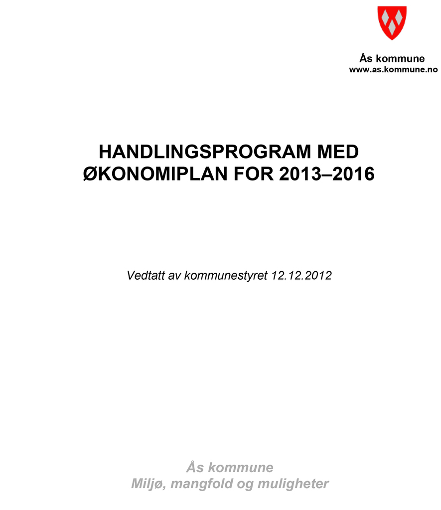 Handlingsprogram med økonomiplan 2013-2016 forside illustrasjon