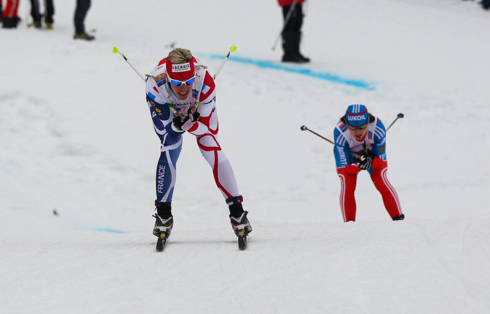 28.02.2013, Val di Fiemme, Italy (ITA): Aurore Jean (FRA), Fischer, One Way, Salomon - FIS nordic world ski championships, cross-country, 4x5km women, Val di Fiemme (ITA). www.nordicfocus.com. © Laiho/NordicFocus. Every downloaded picture is fee-liable.