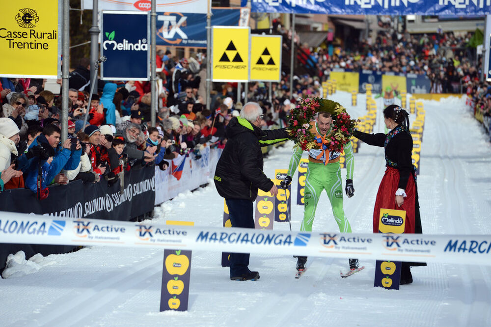 27.01.2013, Val di Fassa/Val di Fiemme, Italy (ITA): winner Jorgen Aukland (NOR), Team Xtra, Atomic, Swix, Salomon - FIS Marathon Cup Marcialonga, Val di Fassa/Val di Fiemme (ITA). www.nordicfocus.com. © Rauschendorfer/NordicFocus. Every downloaded pictu