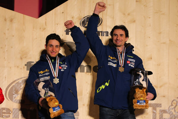 02.03.2013, Val di Fiemme, Italy (ITA): (l-r) Jason Lamy Chappuis (FRA), Salomon, Swix, One Way and Sebastian Lacroix (FRA), Atomic, Salomon, One Way- FIS nordic world ski championships, nordic combined, team sprint HS134/2x7.5km, Val di Fiemme (ITA). ww NordicFocus