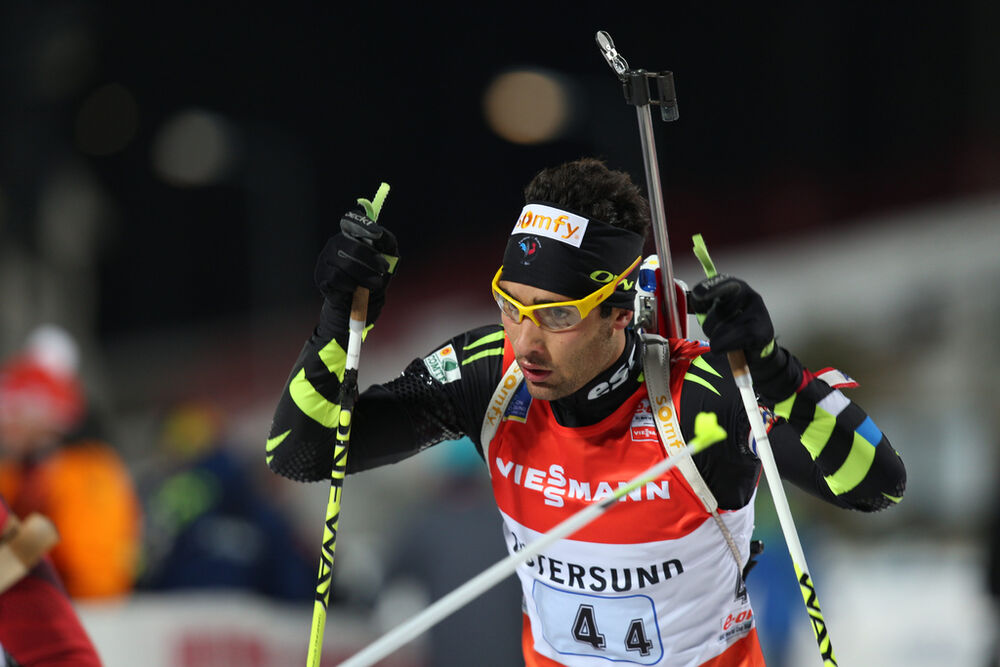 24.11.2013, Oestersund, Sweden (SWE): Martin Fourcade (FRA)- IBU world cup biathlon, relay mixed, Oestersund (SWE). www.nordicfocus.com. © Manzoni/NordicFocus. Every downloaded picture is fee-liable.