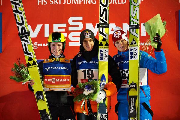 29.11.2013 Kuusamo, Finland (FIN): Marinus Kraus (GER), Gregor Schlierenzauer (AUT), Thomas Morgenstern (AUT), (l-r)- FIS world cup ski jumping, individual HS142, Kuusamo (FIN). www.nordicfocus.com. © Felgenhauer/NordicFocus. Every downloaded picture is NordicFocus