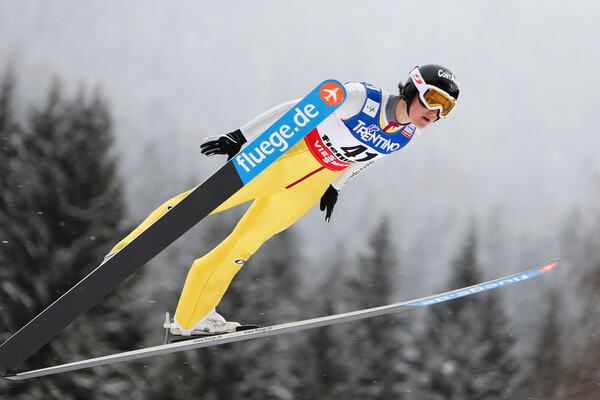 22.02.2013, Val di Fiemme, Italy (ITA): Coline Mattel (FRA), Fluege.de - FIS nordic world ski championships, ski jumping ladies, individual HS106, Val di Fiemme (ITA). www.nordicfocus.com. © Laiho/NordicFocus. Every downloaded picture is fee-liable. NordicFocus