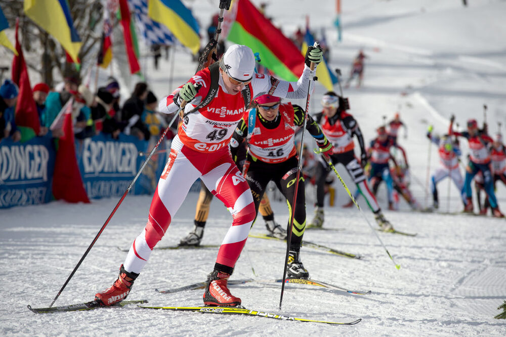 08.12.2013, Hochfilzen, Austria (AUT): Magdalena Gwizdon (POL), Sophie Boilley (FRA), (l-r)- IBU world cup biathlon, pursuit women, Hochfilzen (AUT). www.nordicfocus.com. © Wukits/NordicFocus. Every downloaded picture is fee-liable.