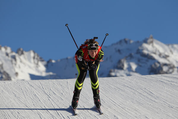 12.12.2013, Annecy-Le Grand Bornand, France (FRA): Anais Bescond (FRA)- IBU world cup biathlon, relay women, Annecy-Le Grand Bornand (FRA). www.nordicfocus.com. © Manzoni/NordicFocus. Every downloaded picture is fee-liable. NordicFocus