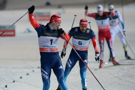 11.01.2014, Nove Mesto, Czech Republic (CZE): (l-r) Sergey Ustiugov (RUS), Alexey Patukhov (RUS) - FIS world cup cross-country, individual sprint, Nove Mesto (CZE). www.nordicfocus.com. © Rauschendorfer/NordicFocus. Every downloaded picture is fee-liable NordicFocus 11.01.2014, Nove Mesto, Czech Republic (CZE): (l-r) Sergey Ustiugov (RUS), Alexey Patukhov (RUS) - FIS world cup cross-country, individual sprint, Nove Mesto (CZE). www.nordicfocus.com. © Rauschendorfer/NordicFocus. Every downloaded picture is fee-liable