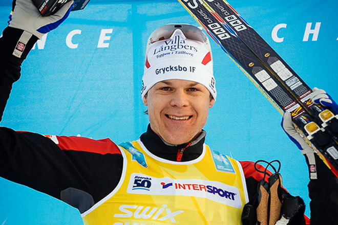 RIKARD TYNELL sensationsvann premiären i årets Swix Ski Classics efter en lång soloraid i Schweiz! Foto: MAGNUS ÖSTH