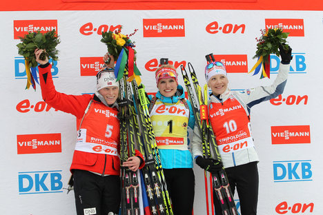 12.01.2014, Ruhpolding, Germany (GER): Tora Berger (NOR), Gabriela Soukalova (CZE), Kaisa Maekaeraeinen (FIN) - IBU world cup biathlon, pursuit women, Ruhpolding (GER). www.nordicfocus.com. © Manzoni/NordicFocus. Every downloaded picture is fee-liable. NordicFocus 12.01.2014, Ruhpolding, Germany (GER): Tora Berger (NOR), Gabriela Soukalova (CZE), Kaisa Maekaeraeinen (FIN) - IBU world cup biathlon, pursuit women, Ruhpolding (GER). www.nordicfocus.com. © Manzoni/NordicFocus. Every downloaded picture is fee-liable.