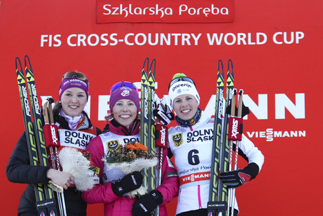 18.01.2014, Szklarska Poreba, Poland (POL): Denise Herrmann (GER), Kikkan Randall (USA), Vesna Fabjan (SLO)- FIS world cup cross-country, individual sprint, Szklarska Poreba(POL). www.nordicfocus.com. © Domanski/NordicFocus. Every downloaded picture is NordicFocus 18.01.2014, Szklarska Poreba, Poland (POL): Denise Herrmann (GER), Kikkan Randall (USA), Vesna Fabjan (SLO)- FIS world cup cross-country, individual sprint, Szklarska Poreba(POL). www.nordicfocus.com. © Domanski/NordicFocus. Every downloaded picture is