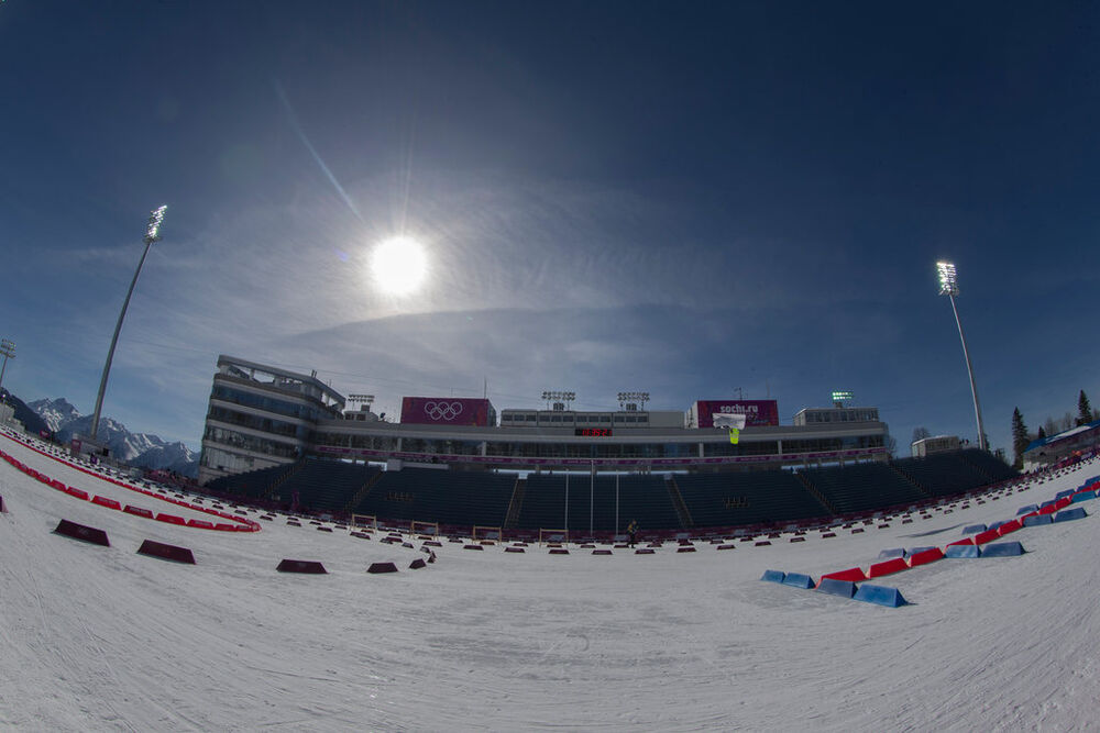 07.02.2014, Sochi, Russia (RUS): Event Feature: The Biathlon Venue of Sochi- XXII. Olympic Winter Games Sochi 2014, biathlon, training, Sochi (RUS). www.nordicfocus.com. © NordicFocus. Every downloaded picture is fee-liable.