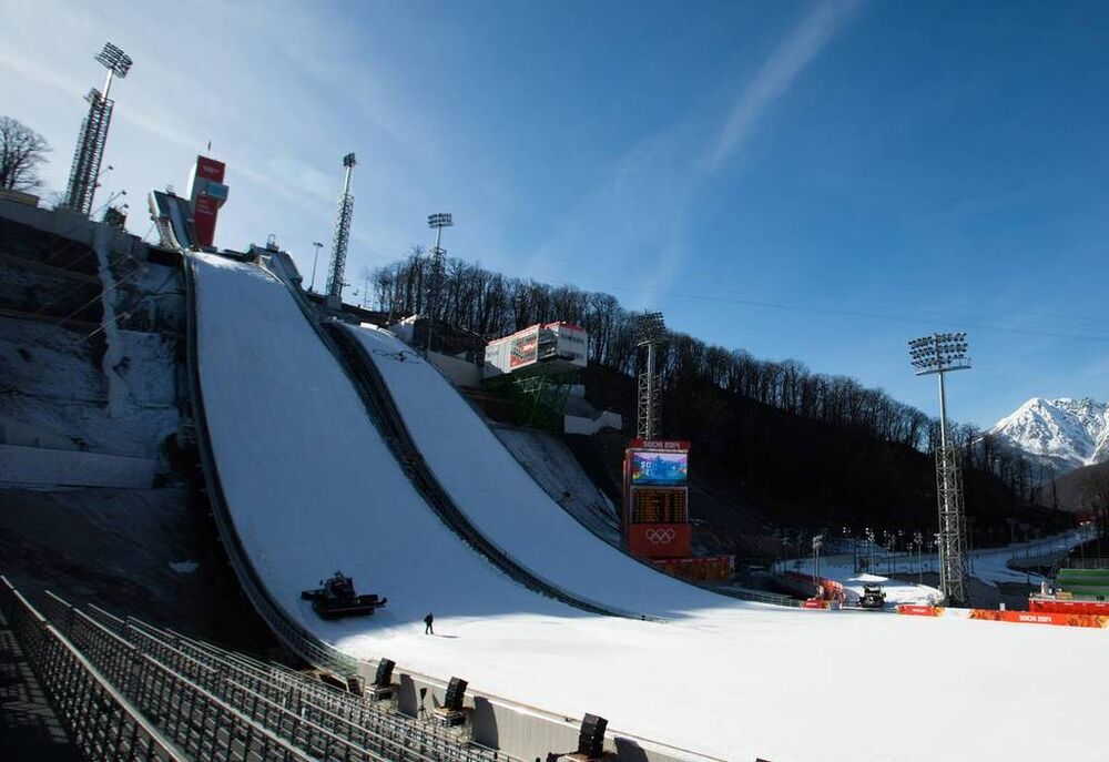 07.02.2014, Sochi, Russia (RUS): general view at the Russki Gorki ski jumping stadium- XXII. Olympic Winter Games Sochi 2014, ski jumping, training, Sochi (RUS). www.nordicfocus.com. © NordicFocus. Every downloaded picture is fee-liable.