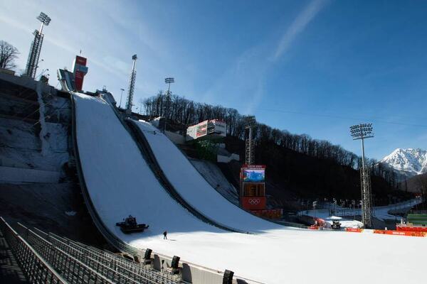 07.02.2014, Sochi, Russia (RUS): general view at the Russki Gorki ski jumping stadium- XXII. Olympic Winter Games Sochi 2014, ski jumping, training, Sochi (RUS). www.nordicfocus.com. © NordicFocus. Every downloaded picture is fee-liable. NordicFocus