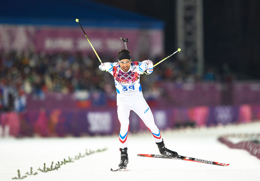 08.02.2014, Sochi, Russia (RUS): Martin Fourcade (FRA)- XXII. Olympic Winter Games Sochi 2014, biathlon, sprint men, Sochi (RUS). www.nordicfocus.com. © NordicFocus. Every downloaded picture is fee-liable.