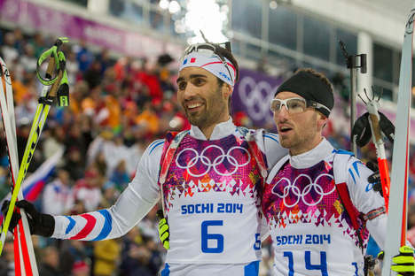 10.02.2014, Sochi, Russia (RUS): Martin Fourcade (FRA), Jean Guillaume Beatrix (FRA)- XXII. Olympic Winter Games Sochi 2014, biathlon, pursuit men, Sochi (RUS). www.nordicfocus.com. © NordicFocus. Every downloaded picture is fee-liable. NordicFocus 10.02.2014, Sochi, Russia (RUS): Martin Fourcade (FRA), Jean Guillaume Beatrix (FRA)- XXII. Olympic Winter Games Sochi 2014, biathlon, pursuit men, Sochi (RUS). www.nordicfocus.com. © NordicFocus. Every downloaded picture is fee-liable.