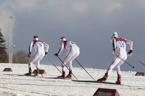 11.02.2014, Sochi, Russia (RUS): Emil Joensson (SWE), Teodor Peterson (SWE), Marcus Hellner (SWE)- XXII. Olympic Winter Games Sochi 2014, cross-country, individual sprint, Sochi (RUS). www.nordicfocus.com. © NordicFocus. Every downloaded picture is fee- NordicFocus