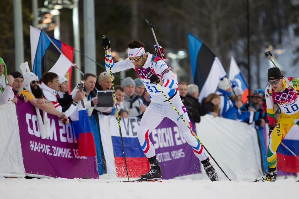 13.02.2014, Sochi, Russia (RUS): Martin Fourcade (FRA)- XXII. Olympic Winter Games Sochi 2014, biathlon, individual men, Sochi (RUS). www.nordicfocus.com. © NordicFocus. Every downloaded picture is fee-liable.
