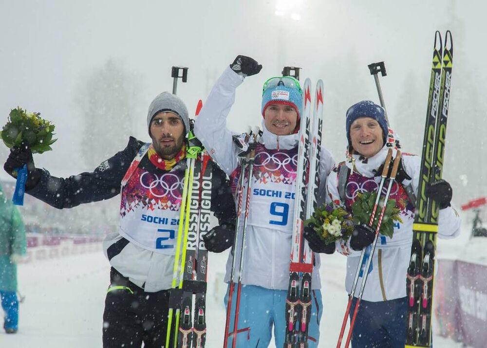18.02.2014, Sochi, Russia (RUS): Martin Fourcade (FRA), Emil Hegle Svendsen (NOR), Ondrej Moravec (CZE)- XXII. Olympic Winter Games Sochi 2014, biathlon, mass men, Sochi (RUS). www.nordicfocus.com. © NordicFocus. Every downloaded picture is fee-liable. NordicFocus 18.02.2014, Sochi, Russia (RUS): Martin Fourcade (FRA), Emil Hegle Svendsen (NOR), Ondrej Moravec (CZE)- XXII. Olympic Winter Games Sochi 2014, biathlon, mass men, Sochi (RUS). www.nordicfocus.com. © NordicFocus. Every downloaded picture is fee-liable.