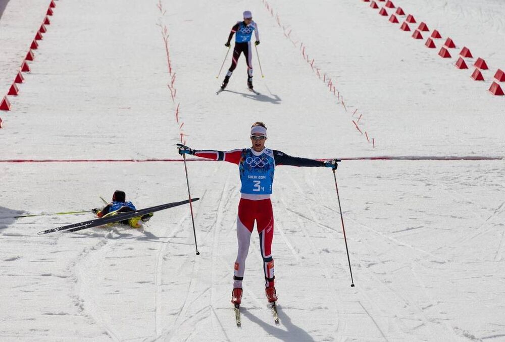 20.02.2014, Sochi, Russia (RUS): (l-r) Fabian Riessle (GER), Fischer, One Way, Rottefella, Adidas, Joergen Graabak (NOR), Fischer, Swix, Alpina, Rottefella and Mario Stecher (AUT), Madshus, Leki, Rottefella, Loeffler finisching on the 3rd place- XXII. Ol NordicFocus 20.02.2014, Sochi, Russia (RUS): (l-r) Fabian Riessle (GER), Fischer, One Way, Rottefella, Adidas, Joergen Graabak (NOR), Fischer, Swix, Alpina, Rottefella and Mario Stecher (AUT), Madshus, Leki, Rottefella, Loeffler finisching on the 3rd place- XXII. Ol