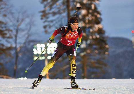19.02.2014, Sochi, Russia (RUS): Evi Sachenbacher-Stehle (GER)- XXII. Olympic Winter Games Sochi 2014, biathlon, relay mixed, Sochi (RUS). www.nordicfocus.com. © NordicFocus. Every downloaded picture is fee-liable. NordicFocus 19.02.2014, Sochi, Russia (RUS): Evi Sachenbacher-Stehle (GER)- XXII. Olympic Winter Games Sochi 2014, biathlon, relay mixed, Sochi (RUS). www.nordicfocus.com. © NordicFocus. Every downloaded picture is fee-liable.