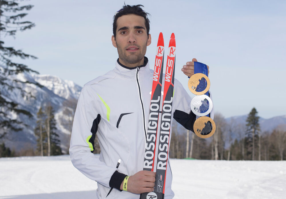 23.02.2014, Sochi, Russia (RUS): Martin Fourcade (FRA)- XXII. Olympic Winter Games Sochi 2014, biathlon, medals, Sochi (RUS). www.nordicfocus.com. © NordicFocus. Every downloaded picture is fee-liable.