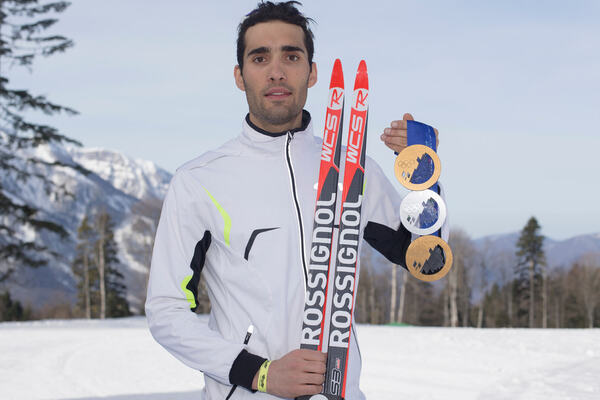 23.02.2014, Sochi, Russia (RUS): Martin Fourcade (FRA)- XXII. Olympic Winter Games Sochi 2014, biathlon, medals, Sochi (RUS). www.nordicfocus.com. © NordicFocus. Every downloaded picture is fee-liable. NordicFocus