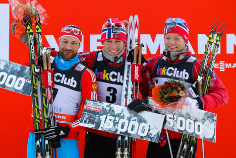 01.03.2014, Lahti, Finland (FIN): (l-r) Alexey Petukhov (RUS), Fischer, Swix, Rottefella, Adidas, Paal Golberg (NOR), Madshus, Swix, Rottefella and Eirik Brandsdal (NOR), Fischer, Swix, Alpina, Rottefella- FIS world cup cross-country, individual sprint, NordicFocus 01.03.2014, Lahti, Finland (FIN): (l-r) Alexey Petukhov (RUS), Fischer, Swix, Rottefella, Adidas, Paal Golberg (NOR), Madshus, Swix, Rottefella and Eirik Brandsdal (NOR), Fischer, Swix, Alpina, Rottefella- FIS world cup cross-country, individual sprint,