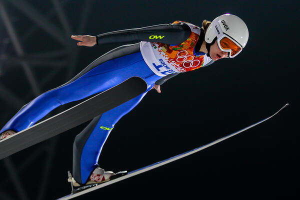 11.02.2014, Sochi, Russia (RUS): Julia Clair (FRA)- XXII. Olympic Winter Games Sochi 2014, ski jumping ladies, individual HS106, Sochi (RUS). www.nordicfocus.com. © NordicFocus. Every downloaded picture is fee-liable. NordicFocus