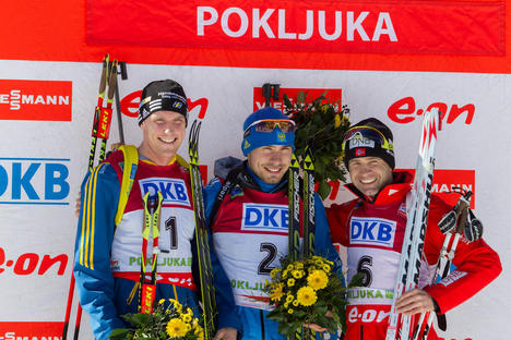 08.03.2014, Pokljuka, Slovenia (SLO): Bjoern Ferry (SWE), Anton Shipulin (RUS), Ole Einar Bjoerndalen (NOR)- IBU world cup biathlon, pursuit men, Pokljuka (SLO). www.nordicfocus.com. © Manzoni/NordicFocus. Every downloaded picture is fee-liable. NordicFocus 08.03.2014, Pokljuka, Slovenia (SLO): Bjoern Ferry (SWE), Anton Shipulin (RUS), Ole Einar Bjoerndalen (NOR)- IBU world cup biathlon, pursuit men, Pokljuka (SLO). www.nordicfocus.com. © Manzoni/NordicFocus. Every downloaded picture is fee-liable.