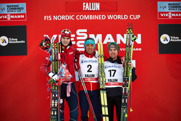 15.03.2014, Falun, Sweden (SWE): Joergen Graabak (NOR), Akito Watabe (JPN), Alessandro Pittin (ITA), (l-r)- FIS world cup nordic combined, individual gundersen HS100/10km, Falun (SWE). www.nordicfocus.com. © Felgenhauer/NordicFocus. Every downloaded pic NordicFocus