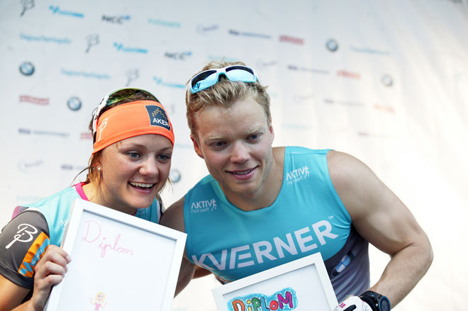 MAIKEN CASPERSEN FALLA och Eirik Brandsdal vann Oslo Ski Show. Båda åker i "Inge Bråten Memorial" i Sunne den 5 juli. Foto: MARCELA HAVLOVA