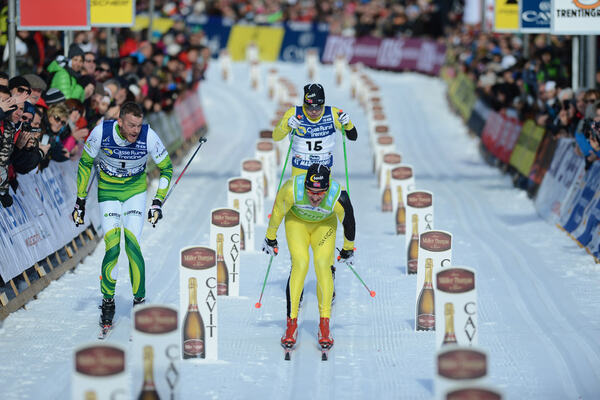 26.01.2014, Val di Fassa/Val di Fiemme, Italy (ITA): Jorgen Aukland (NOR), John Kristian Dahl (NOR), Johan Kjoelstad (NOR), (l-r) - FIS Marathon Cup Marcialonga, Val di Fassa/Val di Fiemme (ITA). www.nordicfocus.com. © Rauschendorfer/NordicFocus. Every NordicFocus