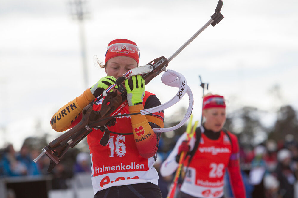 23.03.2014, Oslo, Norway (NOR): Laura Dahlmeier (GER)- IBU world cup biathlon Holmenkollen, mass women, Oslo (NOR). www.nordicfocus.com. © Manzoni/NordicFocus. Every downloaded picture is fee-liable.