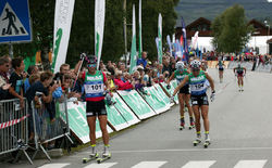 MARIT BJØRGEN återtog totalledningen i Toppidrettsveka med sprintsegern i Aure före Maiken Caspersen Falla och Heidi Weng. Foto: IVAR TORSET