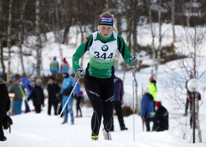 EMILIA LINDSTEDT från Sundbybergs IK var snabbast i D21, men hon fick stryk med en halvsekund av juniorsegrarinnan Olivia Hansson, Garphyttan. Arkivfoto: MOA MOLANDER KRISTIANSEN