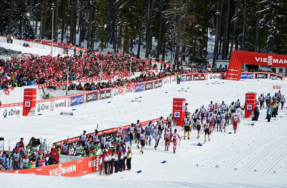 01.01.2014, Lenzerheide, Switzerland (SUI): athletes on the way to the start- FIS world cup cross-country, tour de ski, mass men, Lenzerheide (SUI). www.nordicfocus.com. Â© Felgenhauer/NordicFocus. Every downloaded picture is fee-liable.