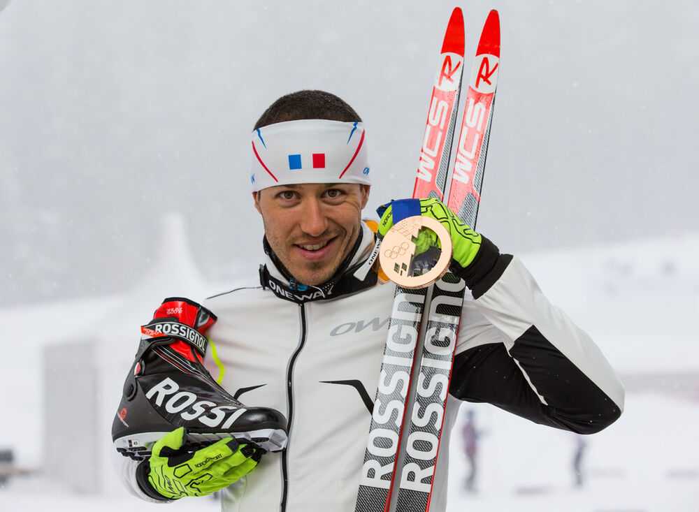 21.02.2014, Sochi, Russia (RUS): Robin Duvillard (FRA), Rossignol, One Way- XXII. Olympic Winter Games Sochi 2014, cross-country, medals, Sochi (RUS). www.nordicfocus.com. © NordicFocus. Every downloaded picture is fee-liable.