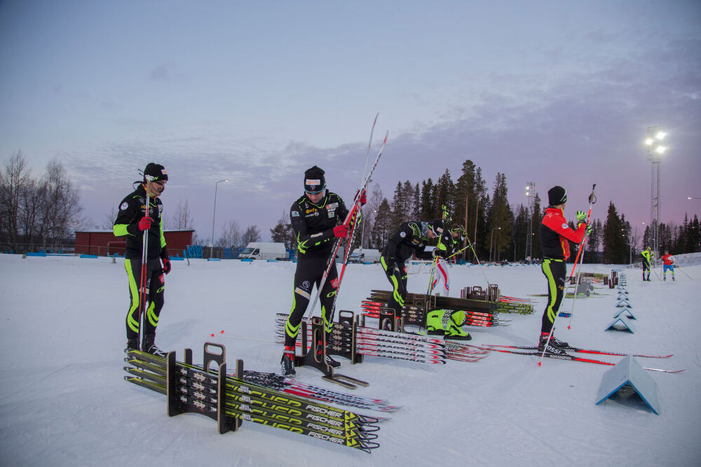 28.11.2014, Oestersund, Sweden (SWE): Event Feature: The french technicians test skis- IBU world cup biathlon, training, Oestersund (SWE). www.nordicfocus.com. © Manzoni/NordicFocus. Every downloaded picture is fee-liable.