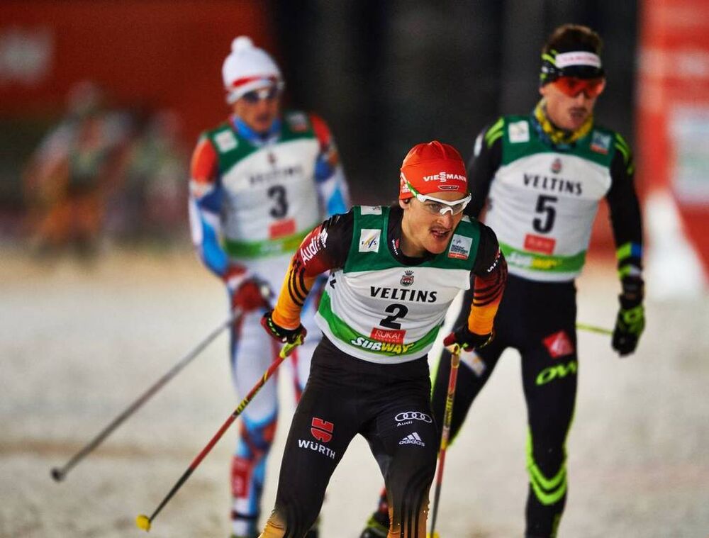 29.11.2014, Ruka, Finland (FIN): Tobias Haug (GER), Francois Braud (FRA), (l-r) - FIS world cup nordic combined, individual gundersen HS142/10km, Ruka (FIN). www.nordicfocus.com. © Felgenhauer/NordicFocus. Every downloaded picture is fee-liable.