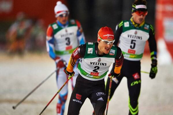 29.11.2014, Ruka, Finland (FIN): Tobias Haug (GER), Francois Braud (FRA), (l-r) - FIS world cup nordic combined, individual gundersen HS142/10km, Ruka (FIN). www.nordicfocus.com. © Felgenhauer/NordicFocus. Every downloaded picture is fee-liable. NordicFocus