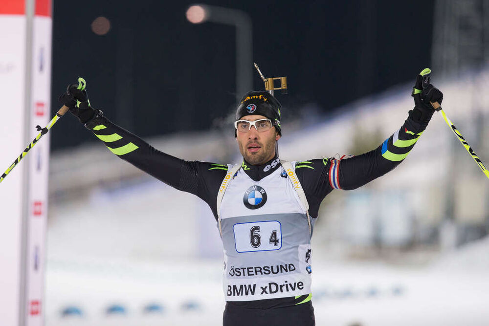 30.11.2014, Oestersund, Sweden (SWE): Martin Fourcade (FRA) - IBU world cup biathlon, relay mixed, Oestersund (SWE). www.nordicfocus.com. © Manzoni/NordicFocus. Every downloaded picture is fee-liable.