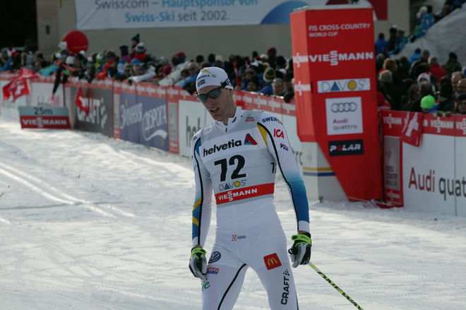 DANIEL RICHARDSSON i mål i Davos på en tid som räckte till en 5:e plats. Foto: STEPHEN KAUFMANN