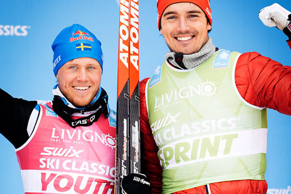 BILL IMPOLA med ungdomströjan och Andreas Nygård med sprinttröjan.
