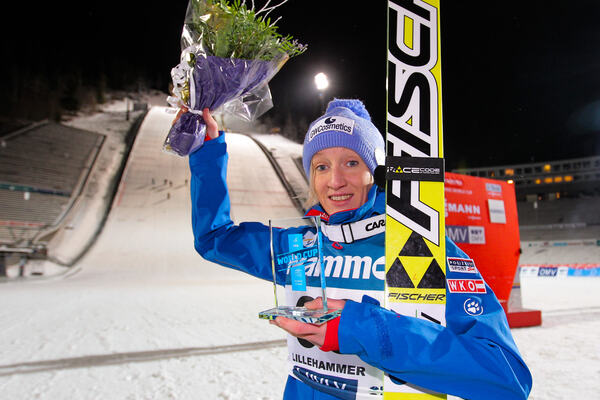 05.12.2014, Lillehammer, Norway (NOR): Daniela Iraschko-Stolz (AUT), Fischer- FIS world cup ski jumping ladies, individual HS100, Lillehammer (NOR). www.nordicfocus.com. © Laiho/NordicFocus. Every downloaded picture is fee-liable. NordicFocus