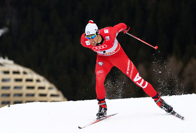 FEDERICO PELLEGRINO vann en viktig seger i sprinttävlingen i Davos. Det var hans första, men också en mycket viktig seger för Italien och för hela skidvärlden - som nu tröttnat på den norska dominansen. Foto: NORDIC FOCUS