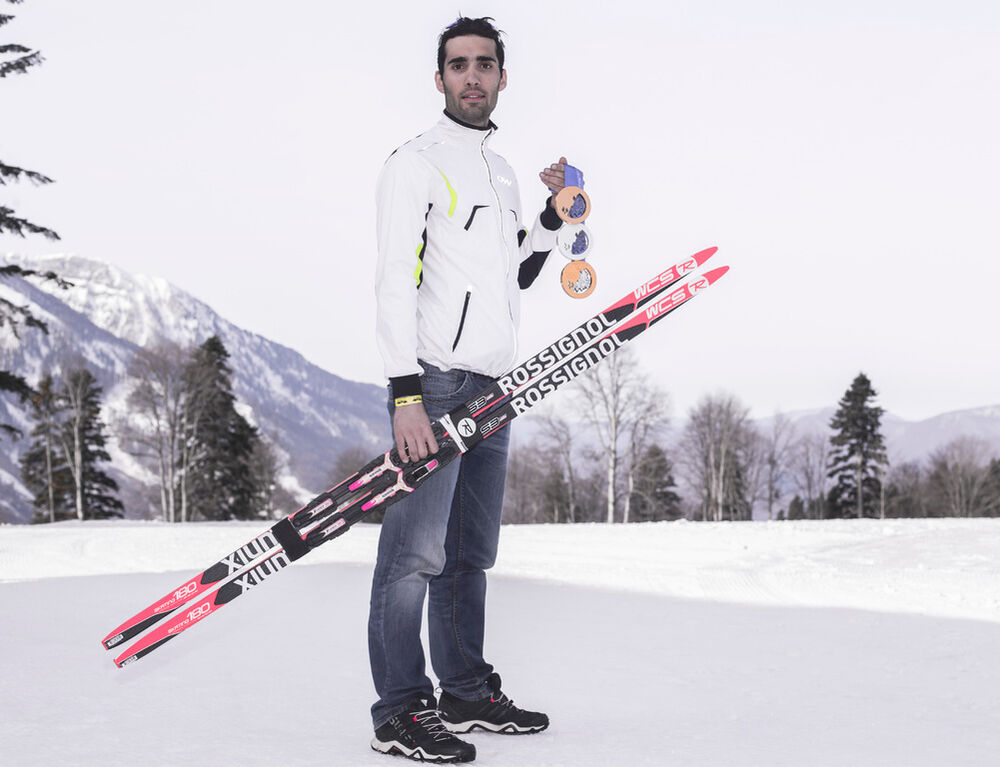 23.02.2014, Sochi, Russia (RUS): Martin Fourcade (FRA)- XXII. Olympic Winter Games Sochi 2014, biathlon, medals, Sochi (RUS). www.nordicfocus.com. © NordicFocus. Every downloaded picture is fee-liable.